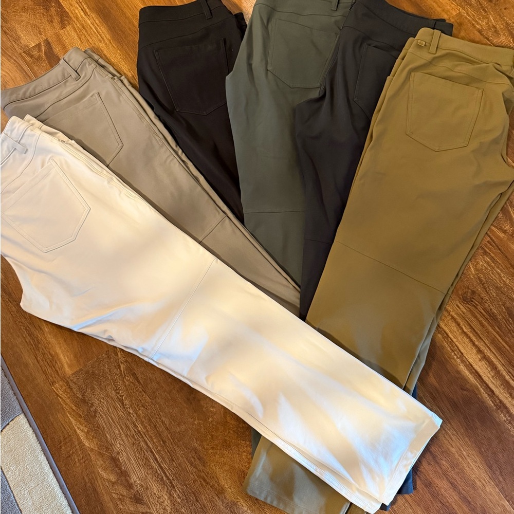 lululemon athletica Men's Chinos in Black, Gray, Green, Tan, and Cream 34x32